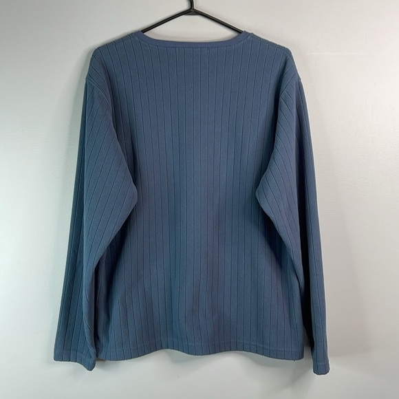 VINTAGE True North Men’s Fleece V-Neck Sweater Steel Blue Ribbed Long Sleeve S - Picture 6 of 10